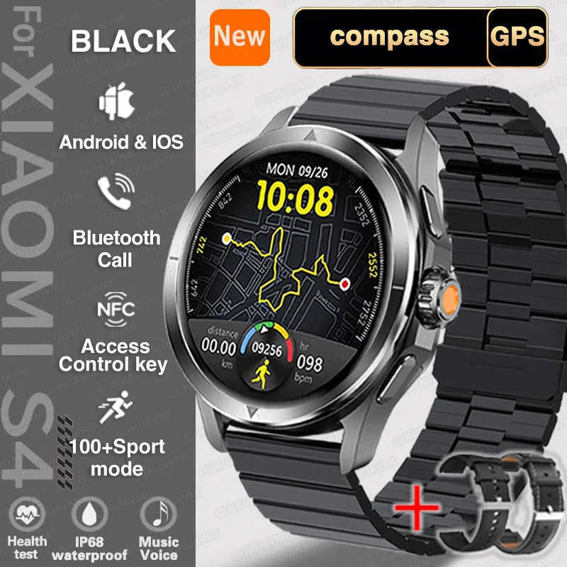 Para xiacompass omi s4 ultra esportes ao ar livre relógio inteligente masculino tela amoled nfc gps h