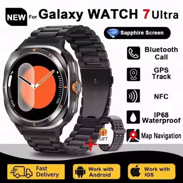 Novo relógio galaxy 7 ultra inteligente pulseira masculina 32gb memória gps trackr nfc hd tela de safira bluetooth chamada smartwatchs para samsung