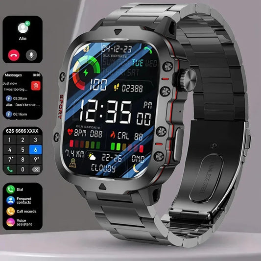 2025 novo para xiaomi militar relógio inteligente masculino ip68 5atm esportes ao ar livre rastreador de fitness monitor saúde 1.81 Polegada bt chamada smartwatch