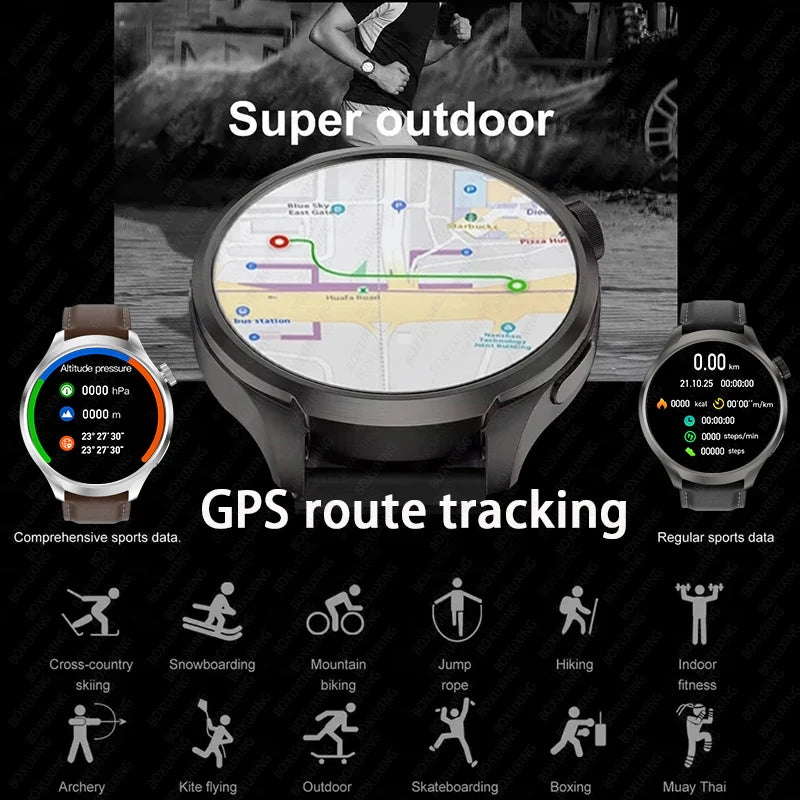 2024 novo para huawei esportes ao ar livre relógio inteligente masculino tela amoled nfc gps bússola freqüência cardíaca à prova dwaterproof água bluetooth chamada smartwatch