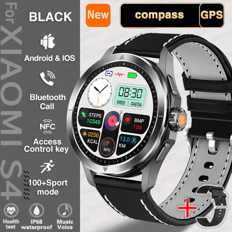 Para xiacompass omi s4 ultra esportes ao ar livre relógio inteligente masculino tela amoled nfc gps h