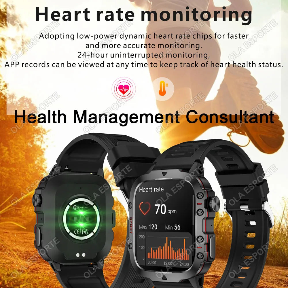 2025 novo para xiaomi militar relógio inteligente masculino ip68 5atm esportes ao ar livre rastreador de fitness monitor saúde 1.81 Polegada bt chamada smartwatch