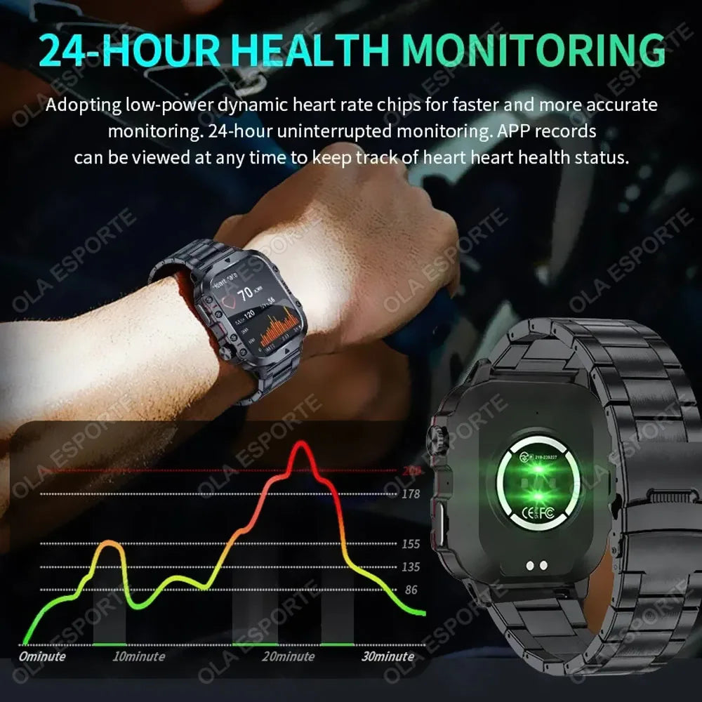 2025 novo para xiaomi militar relógio inteligente masculino ip68 5atm esportes ao ar livre rastreador de fitness monitor saúde 1.81 Polegada bt chamada smartwatch