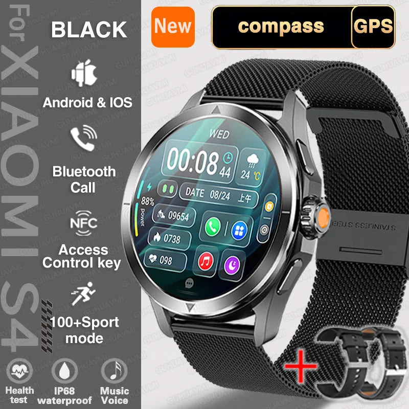 Para xiacompass omi s4 ultra esportes ao ar livre relógio inteligente masculino tela amoled nfc gps h