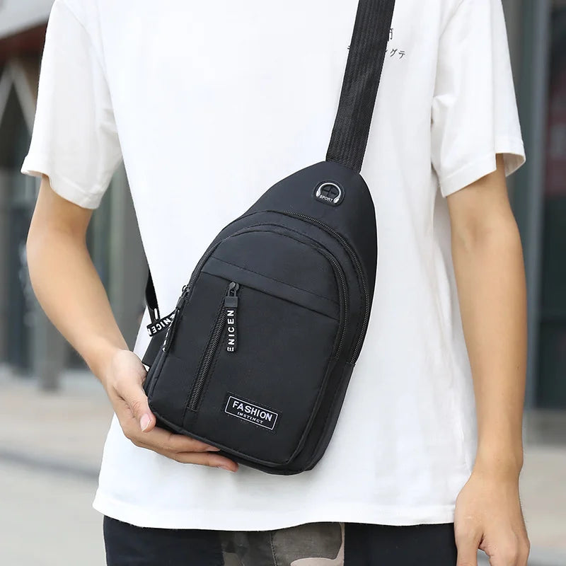 nova bolsa de peito multifuncional tendência da moda masculina oxford pano bolsa de ombro estilo coreano casual à prova ( DÁGUA ) 3cores disponível .