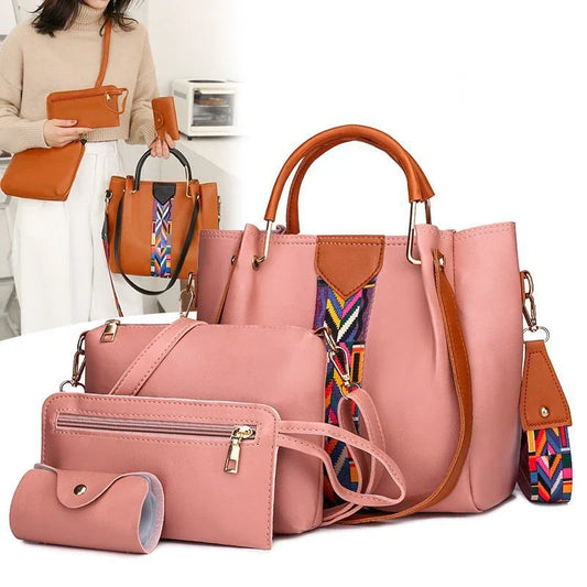 Bolsa feminina de luxo bolsa de grande capacidade 4 peças bolsa feminina bolsa de ombro fashion bolsa carteira cartão