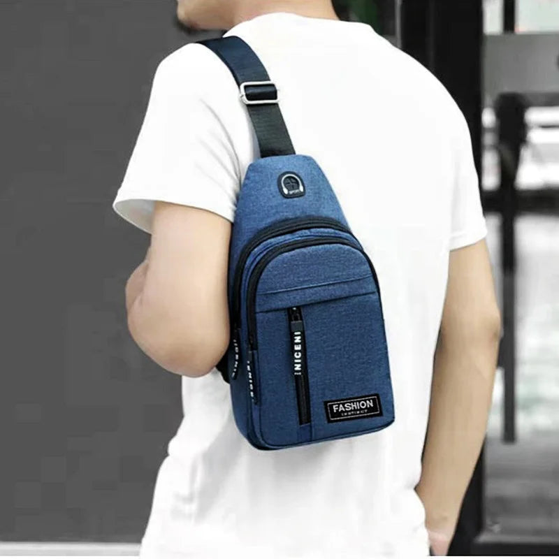 nova bolsa de peito multifuncional tendência da moda masculina oxford pano bolsa de ombro estilo coreano casual à prova ( DÁGUA ) 3cores disponível .