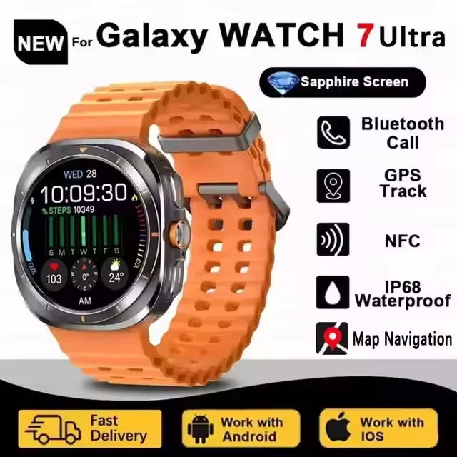 Novo relógio galaxy 7 ultra inteligente pulseira masculina 32gb memória gps trackr nfc hd tela de safira bluetooth chamada smartwatchs para samsung