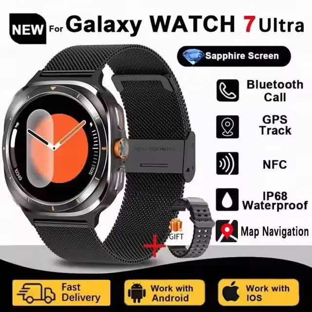 Novo relógio galaxy 7 ultra inteligente pulseira masculina 32gb memória gps trackr nfc hd tela de safira bluetooth chamada smartwatchs para samsung