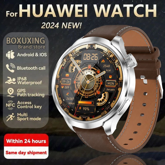 2024 novo para huawei esportes ao ar livre relógio inteligente masculino tela amoled nfc gps bússola freqüência cardíaca à prova dwaterproof água bluetooth chamada smartwatch