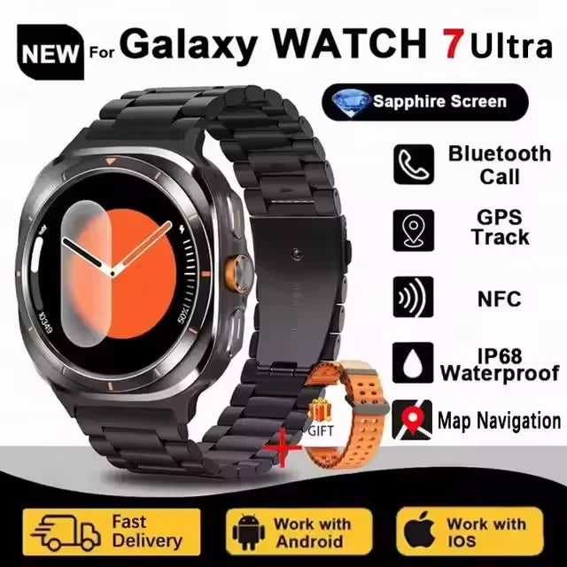 Novo relógio galaxy 7 ultra inteligente pulseira masculina 32gb memória gps trackr nfc hd tela de safira bluetooth chamada smartwatchs para samsung