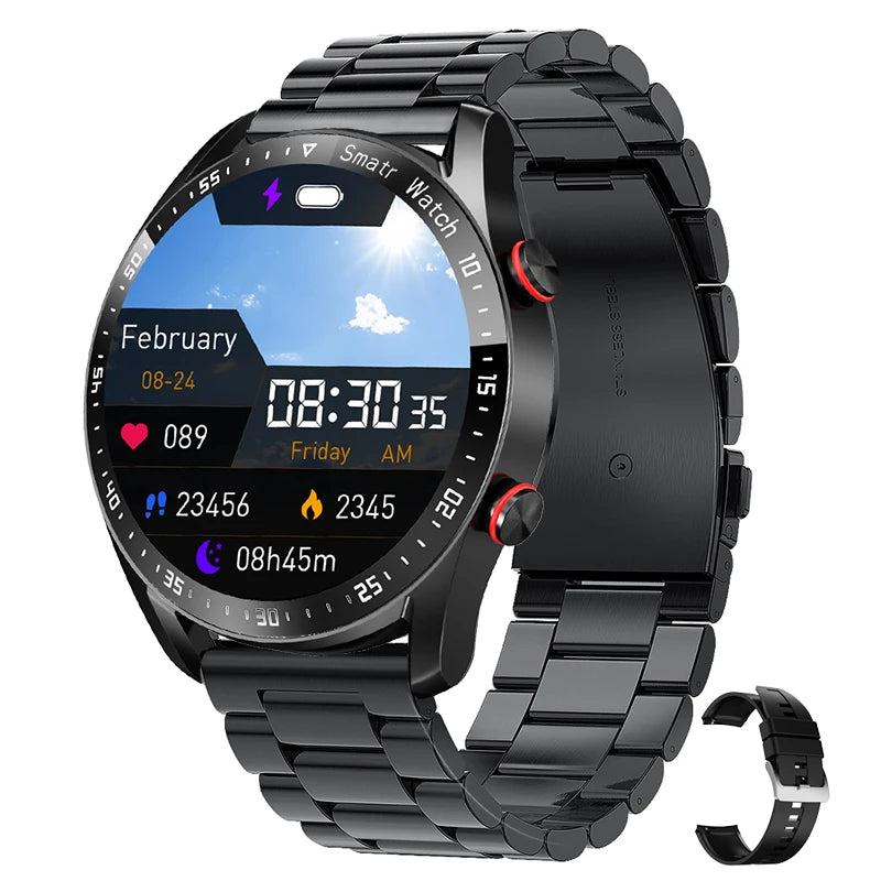 Bluetooth  Smart Watch para Homens 360x360 HD Display, Frequência Cardíaca, Rastreador de Fitness, ECG, PPG, Smartwatches de Negócios para Huawei, Novo,