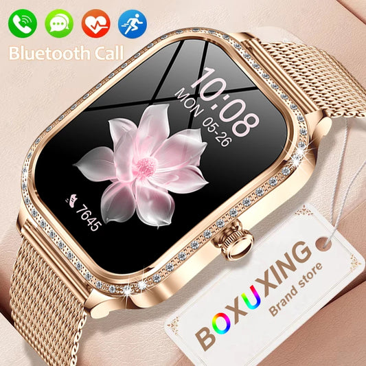 Nova moda feminina relógio inteligente freqüência cardíaca 1.75 Polegada 240*296 tela hd diamante relógio bluetooth chamada à prova dwaterproof água smartwatch