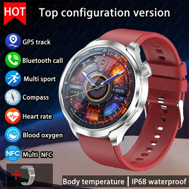 2024 novo para huawei esportes ao ar livre relógio inteligente masculino tela amoled nfc gps bússola freqüência cardíaca à prova dwaterproof água bluetooth chamada smartwatch