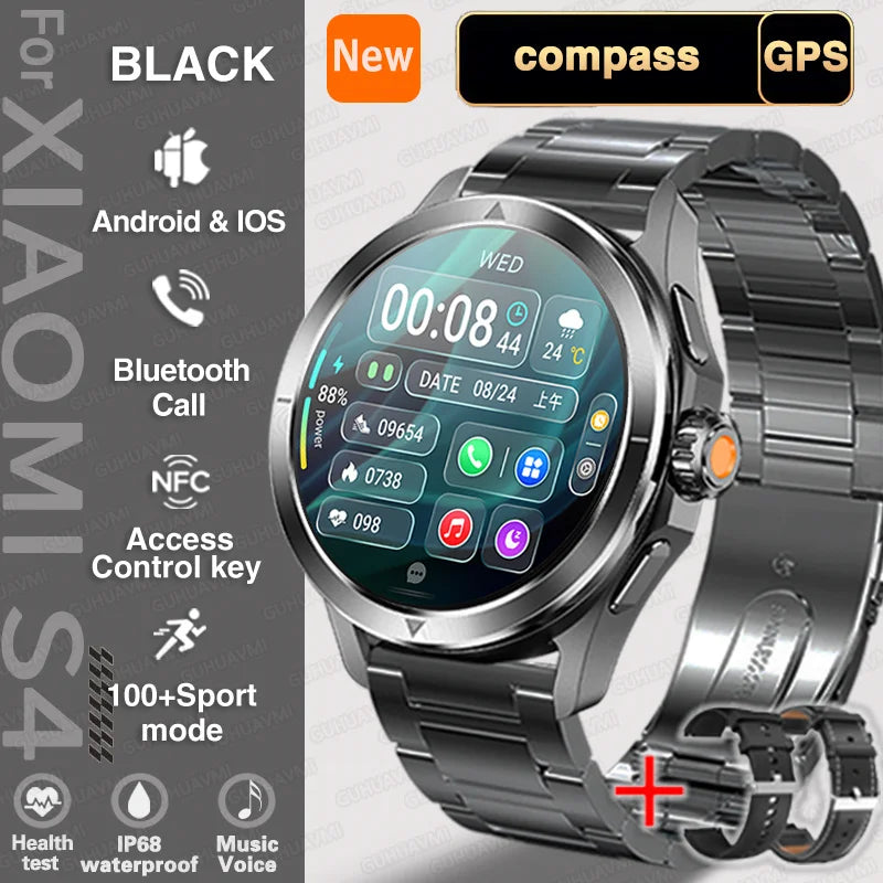 Para xiacompass omi s4 ultra esportes ao ar livre relógio inteligente masculino tela amoled nfc gps h