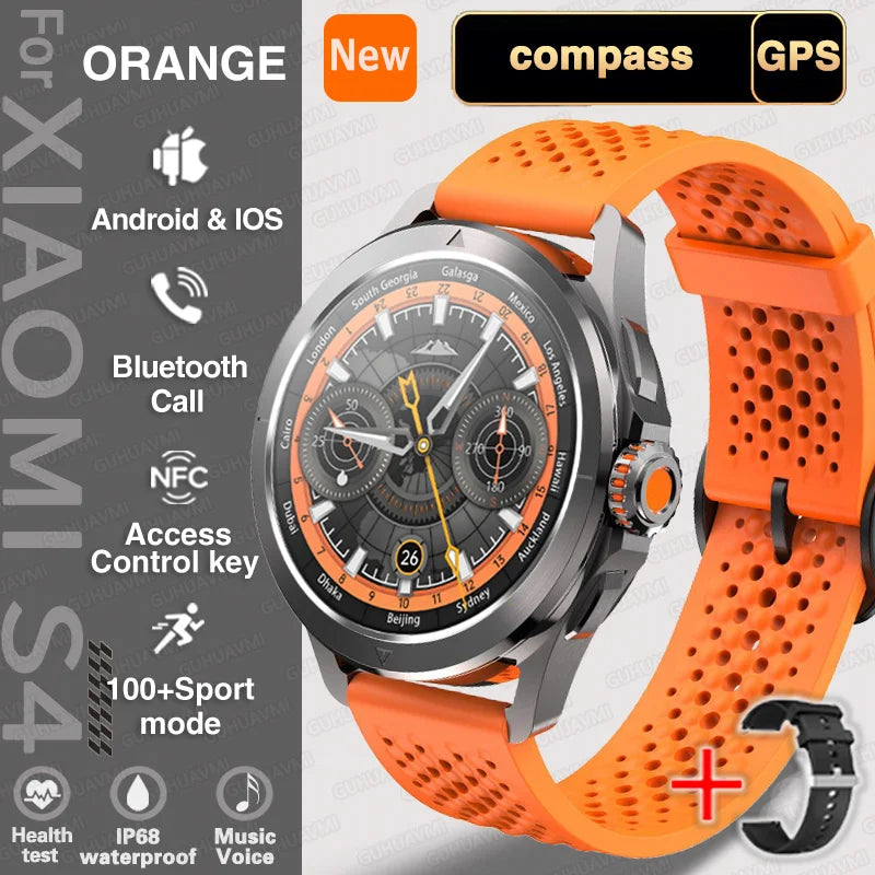 Para xiacompass omi s4 ultra esportes ao ar livre relógio inteligente masculino tela amoled nfc gps h