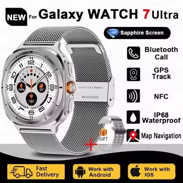 Novo relógio galaxy 7 ultra inteligente pulseira masculina 32gb memória gps trackr nfc hd tela de safira bluetooth chamada smartwatchs para samsung