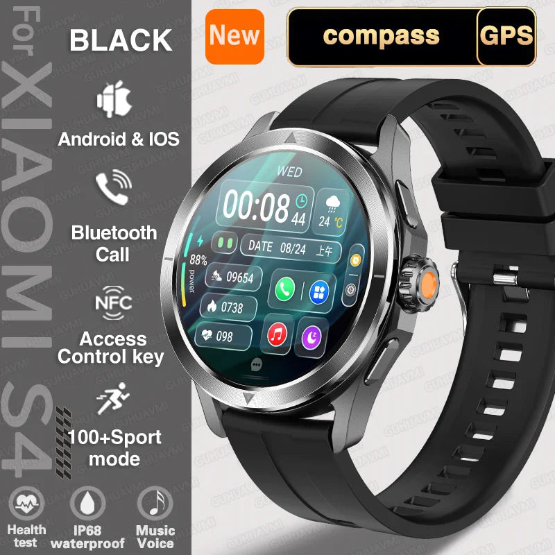 Para xiacompass omi s4 ultra esportes ao ar livre relógio inteligente masculino tela amoled nfc gps h