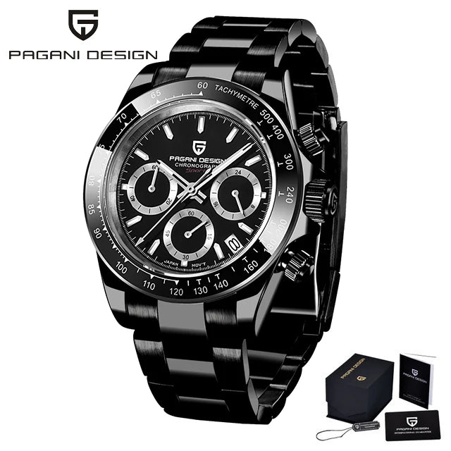 40mm novo v2 pagani design relógios de quartzo masculino safira retro cronógrafo aço inoxidável à prova dwaterproof água relógio masculino relogio masculino