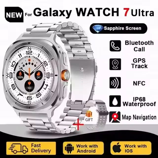 Novo relógio galaxy 7 ultra inteligente pulseira masculina 32gb memória gps trackr nfc hd tela de safira bluetooth chamada smartwatchs para samsung