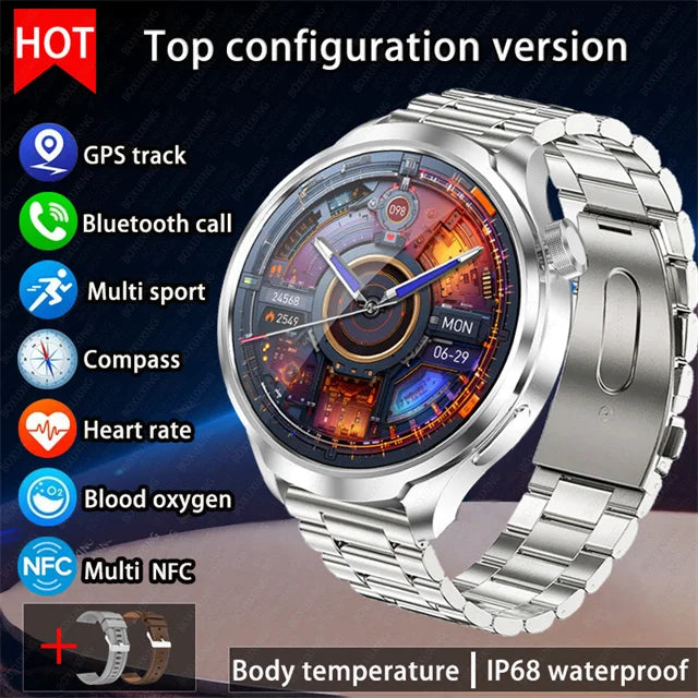 2024 novo para huawei esportes ao ar livre relógio inteligente masculino tela amoled nfc gps bússola freqüência cardíaca à prova dwaterproof água bluetooth chamada smartwatch